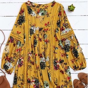 Casual // Cut Out // Floral // Long Sleeve // Tunic Dress